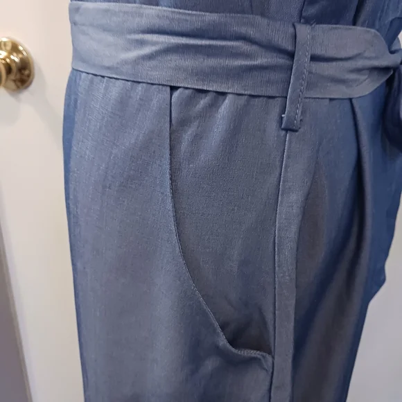 Grace Karin Classic Button Down Collared Sleeveless Maxi Dress XL Pockets Blue - Picture 6 of 8